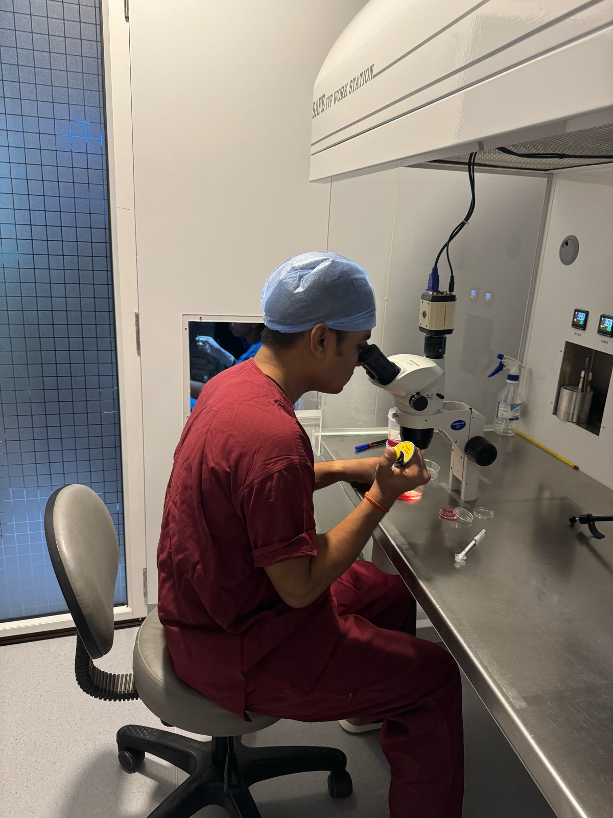 embryologist doing ftreezing